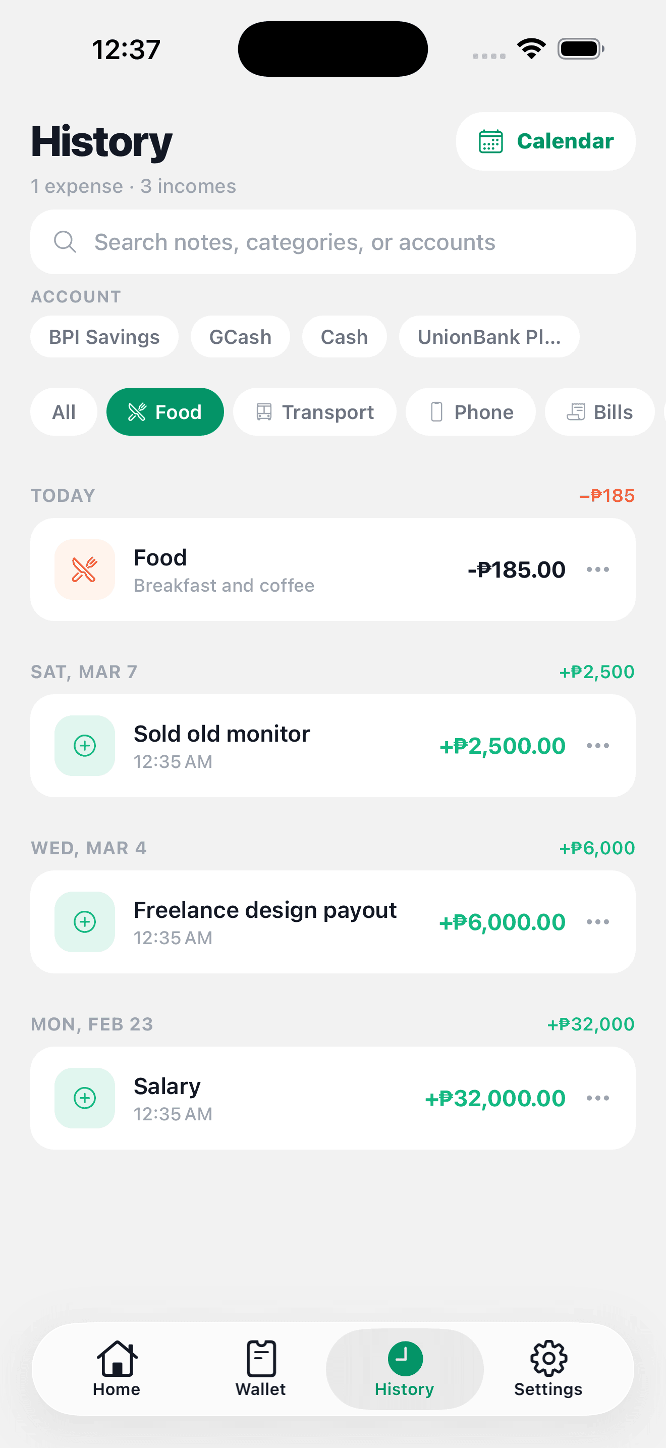 Stay aware of category budgets without guilt-heavy prompts.