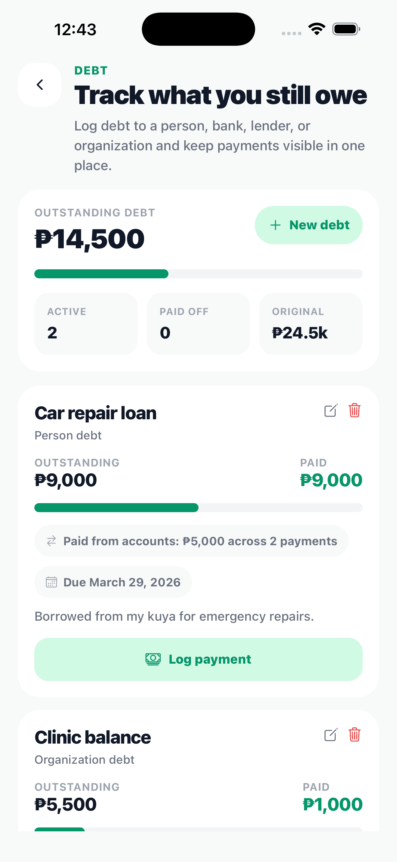 Keep tabs on what you owe and what is getting paid down.